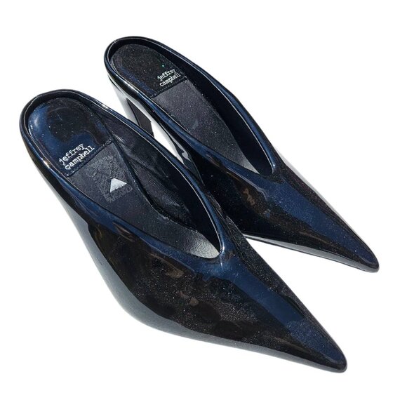 Jeffrey Campbell Black Patent Leather Buzzing Mule Pumps - Picture 2 of 9